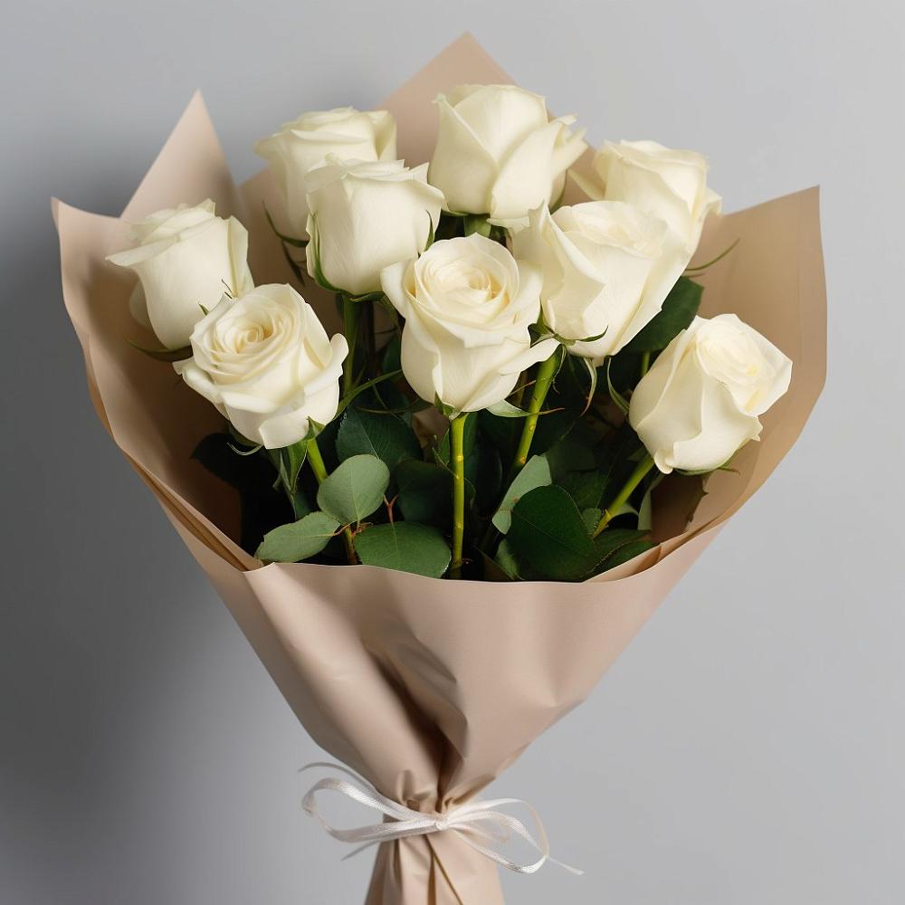 Букет 9 Белых роз Эдлесс Лав в Зольской