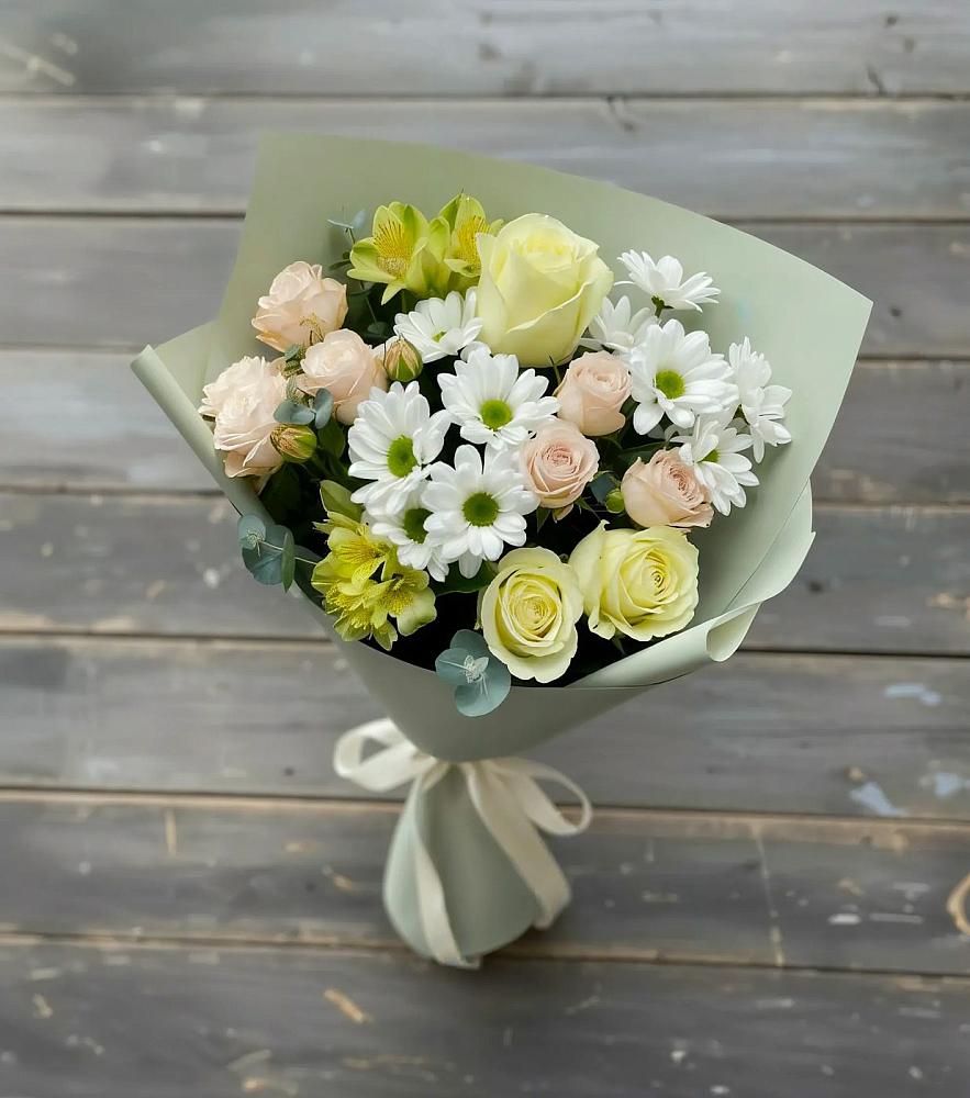 Букет цветов из: Альстромерии, Розы и Хризантемы в Зольской