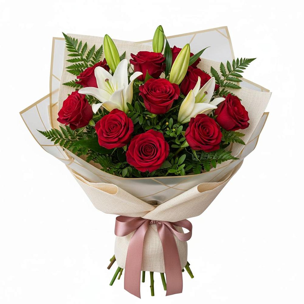 Букет цветов из: Лилии и Розы в Зольской