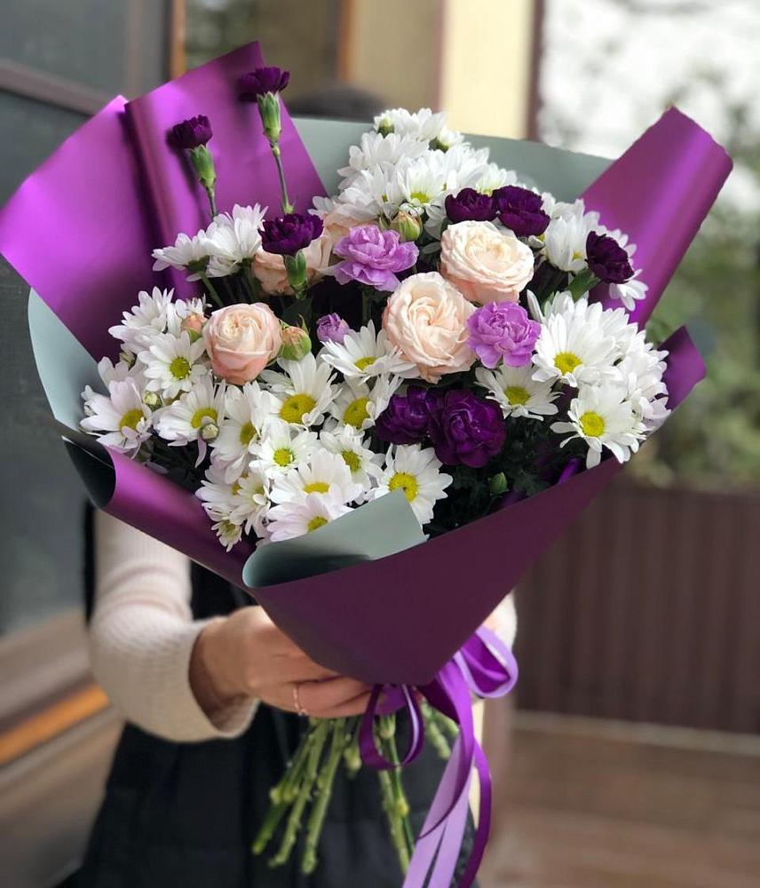 Букет цветов из: Хризантемы, Гвоздики и Розы в Зольской