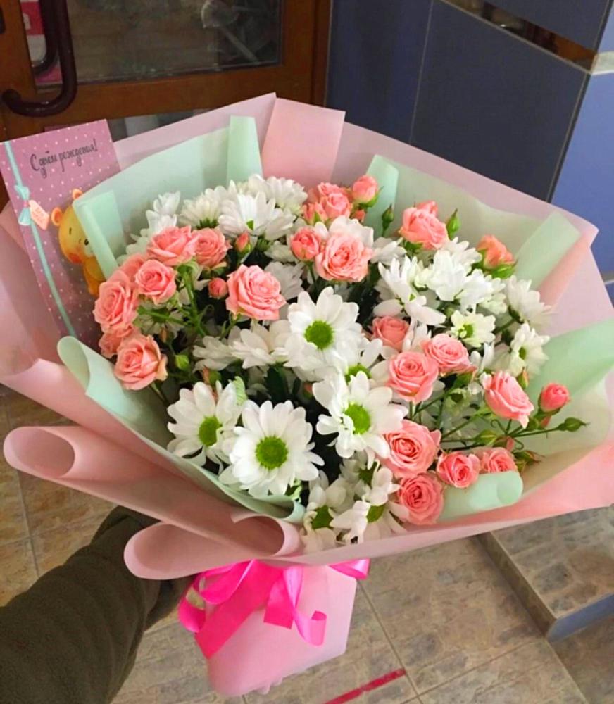 Букет цветов из: Розы и Хризантемы в Зольской