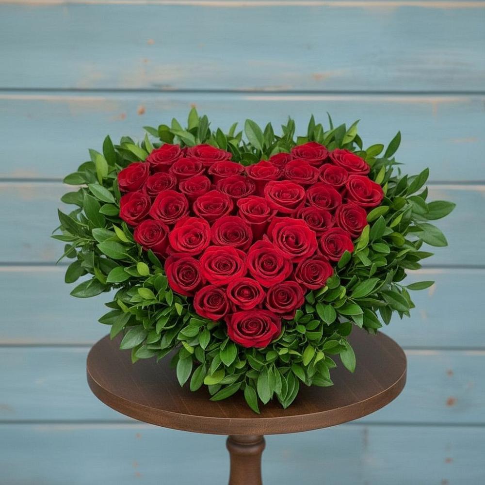 Цветочная композиция из Розы в виде сердца в Зольской