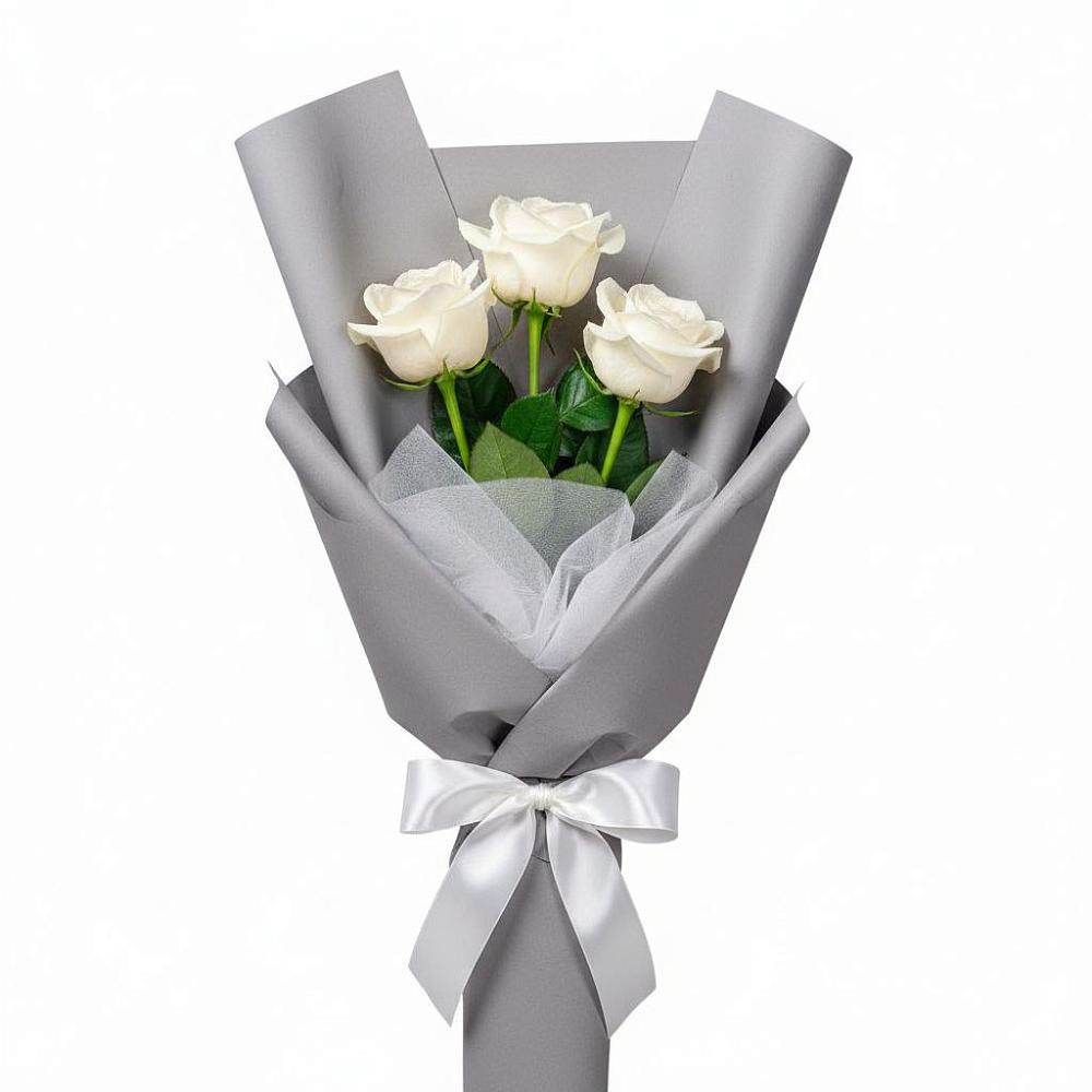 Букет 3 белые розы в Зольской