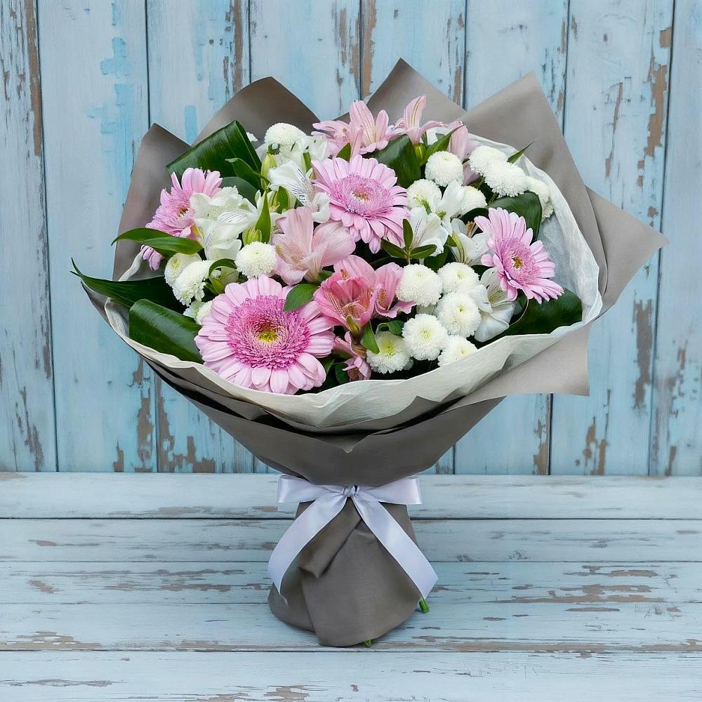 Букет цветов из: Герберы, Альстромерии и Хризантемы в Зольской