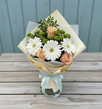 Букет цветов из:  Герберы, Розы и Хризантемы в Зольской